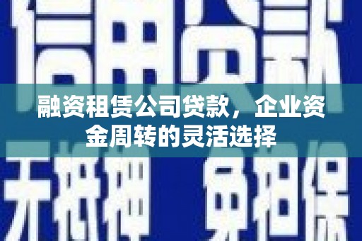 府谷融资租赁公司贷款，企业资金周转的灵活选择