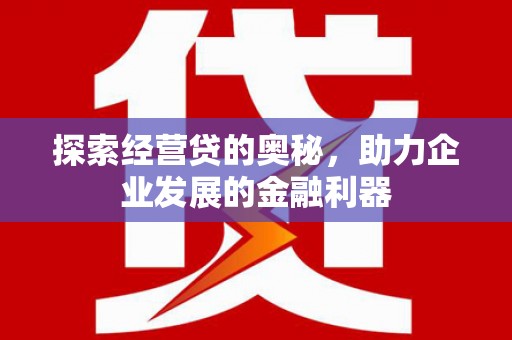 府谷探索经营贷的奥秘，助力企业发展的金融利器