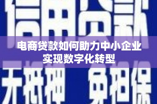 府谷电商贷款如何助力中小企业实现数字化转型