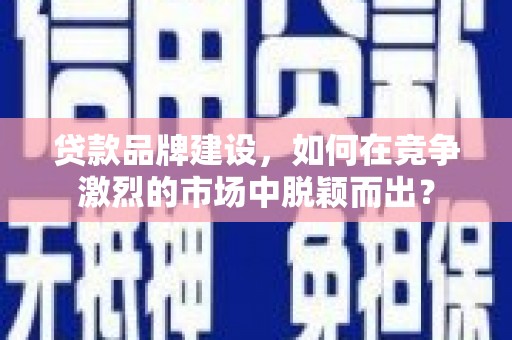 府谷贷款品牌建设，如何在竞争激烈的市场中脱颖而出？