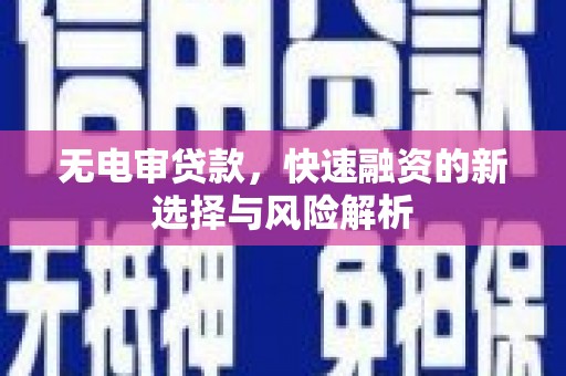 府谷无电审贷款，快速融资的新选择与风险解析