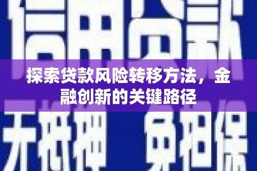 府谷探索贷款风险转移方法，金融创新的关键路径